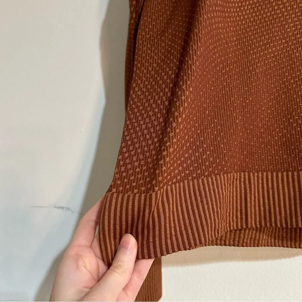 Lululemon Rest Less Pullover Top Grid Warp Date Brown / Desert Sun Size 12